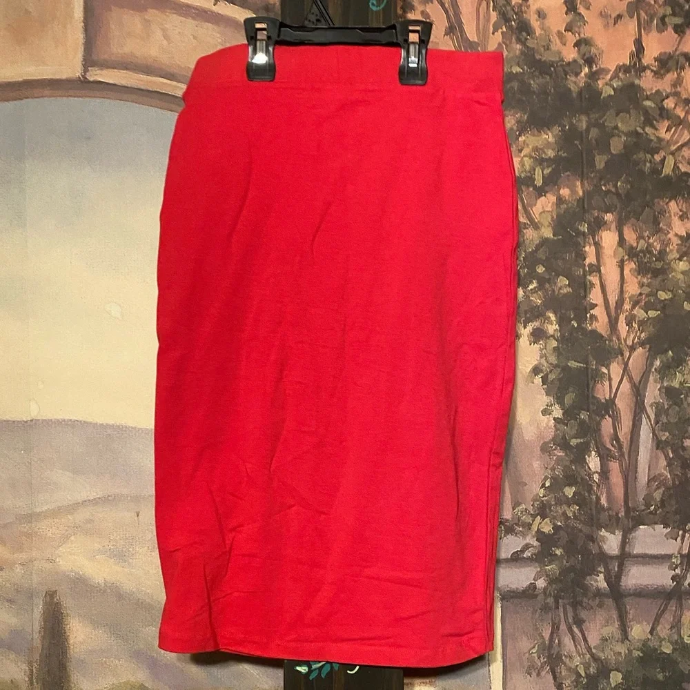 Zenana premium red pencil skirt - Picture 3 of 5